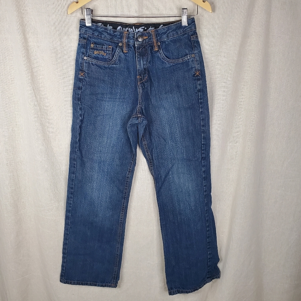 ☆☆ Vintage Surplus Skull Embossed Jeans Youth Size 14